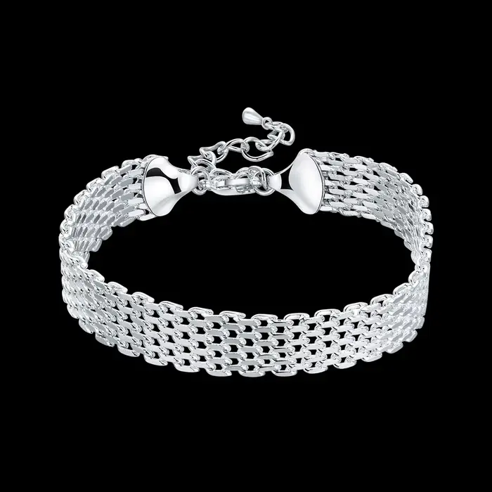 Bracelets en argent sterling 925 pour femmes, chaîne de tissage exquise à la mode, cadeaux de fête d