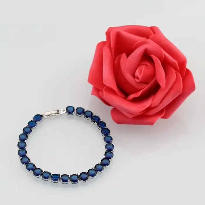 Mode femme argent bijoux bleu Zircon