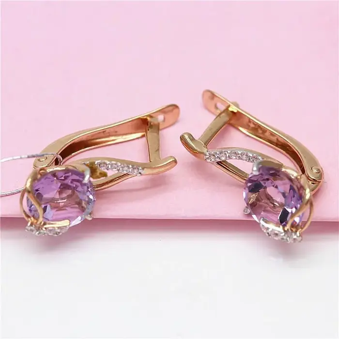 Boucles d'oreilles plaquées or rose 14 carats pour femmes, style classique, élégantes et brillantes, idéales pour les mariages et les occasions formelles
