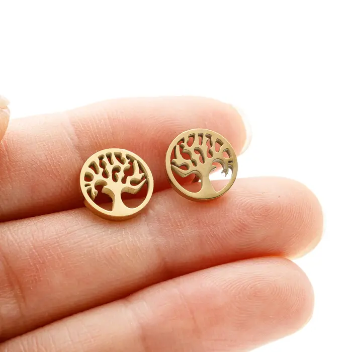 Boucles d'oreille arbre de vie bohème élégantes en acier inoxydable pour femme occasions spéciales tragus vintage gothique trendy