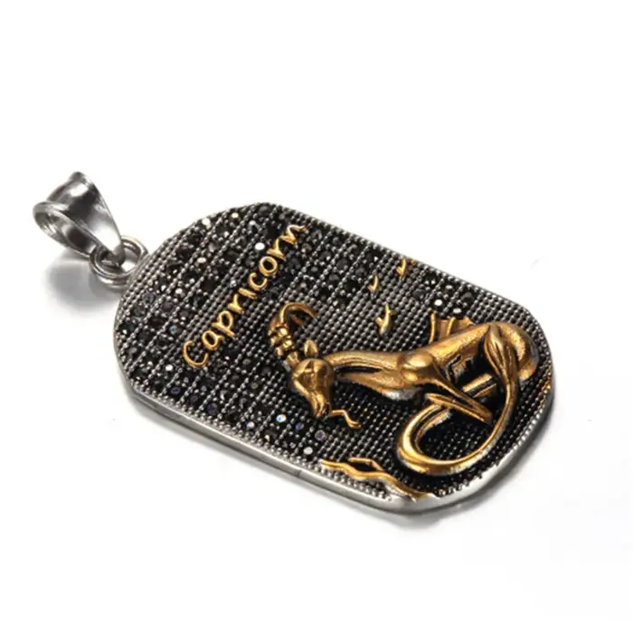 Sagittaire 12 Constellations Collier cadeaux d'anniversaire couleur or acier inoxydable amulette pen