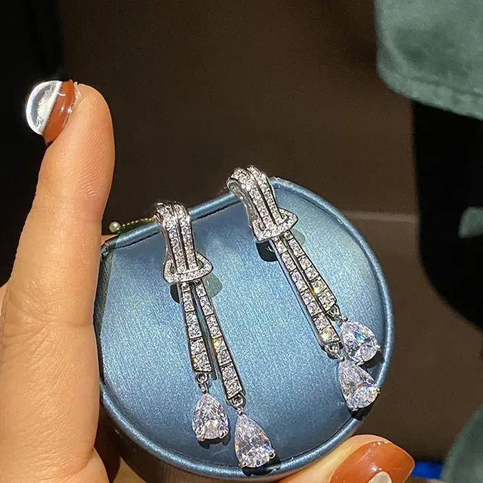 Huretailers-Boucles d'oreilles en argent brillant pour femme