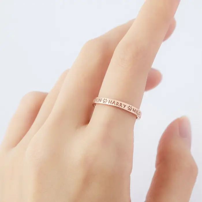 Bague personnalisée avec nom d'animal de compagnie