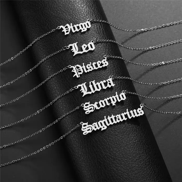 Collier lettre du zodiaque en acier inoxydable