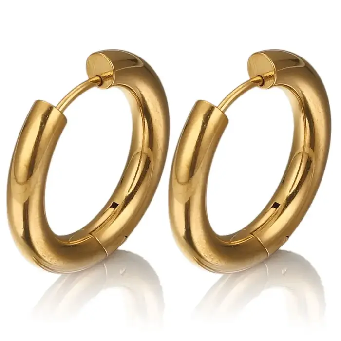 Boucles d'oreilles créoles en acier inoxydable plaquées d'or 24 carats pour femmes bijoux de luxe occasions spéciales
