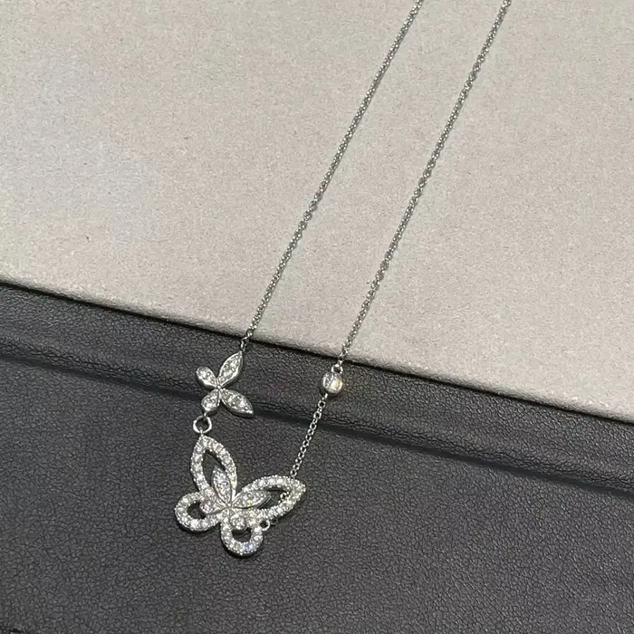 Collier de luxe classique en argent sterling S925 pour femme. Design papillon 1:1