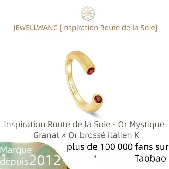 JEWELLWANG Bague ouverte ajustable en grenat naturel, bijoux minimalistes brossés italiens, accessoi
