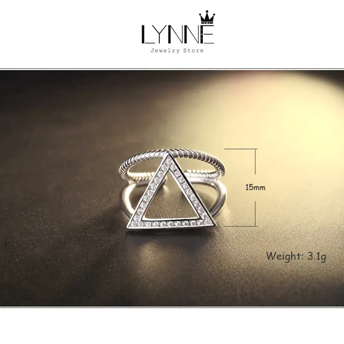 ChimRock-Bague Triangle Réglable en Argent Sterling 925 pour Femme
