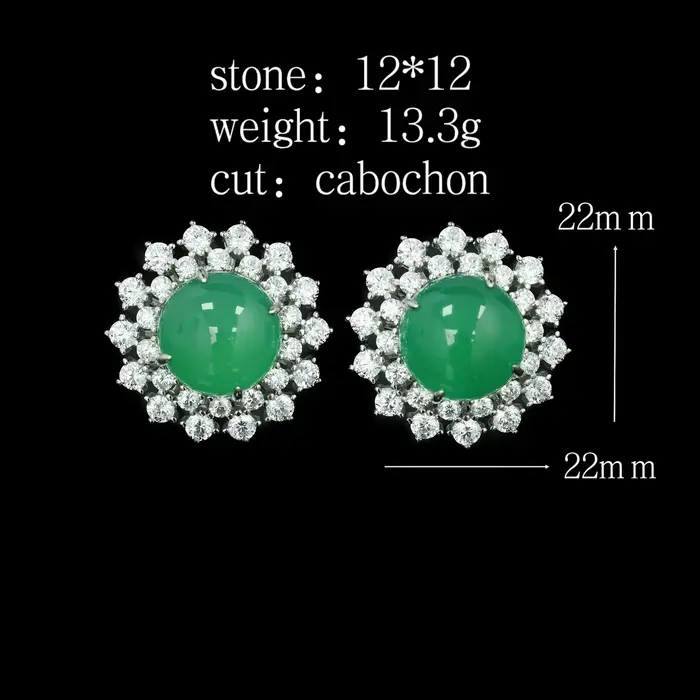 WUIHA 925 argent Sterling naturel Jade diamants à haute teneur en carbone pierres précieuses boucles d'oreilles clous d'oreille bijoux fins en gros livraison directe