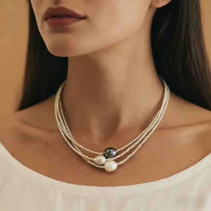 1/3 pièces artistique rétro perles d'eau douce collier