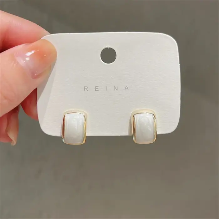 Tendance Chic émail en forme de C femmes boucles d'oreilles rouge vert rose couleur petites boucles 