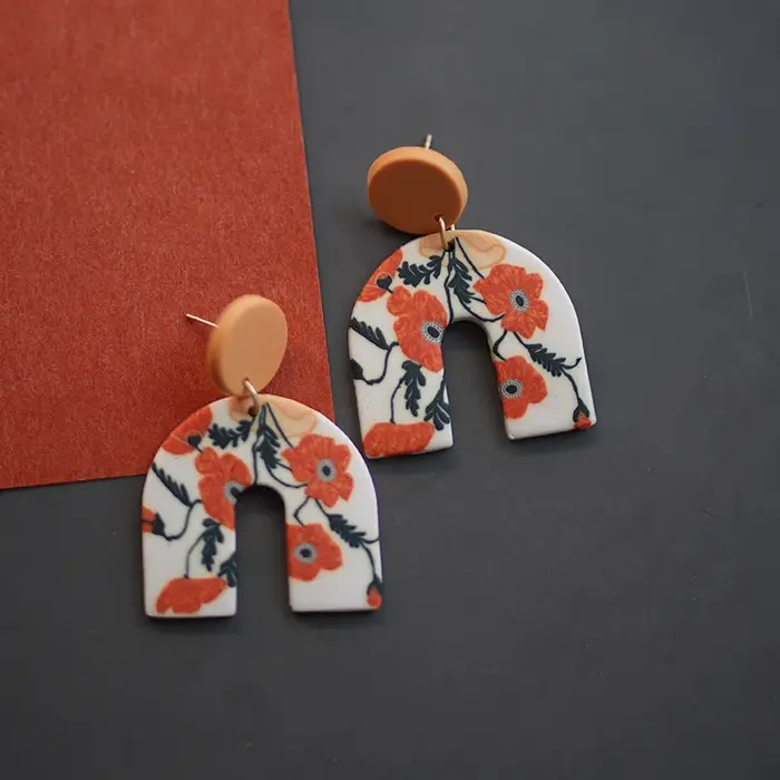 Boucles d'oreilles pendantes florales rétro françaises