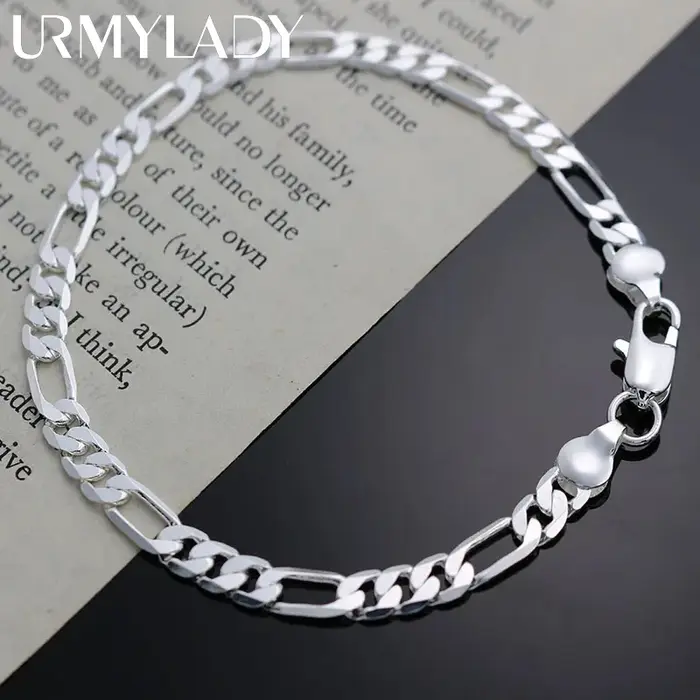 Bracelets à breloques en argent Sterling 925 pour femmes, chaîne Simple et Fine de 4MM, à la mode, c