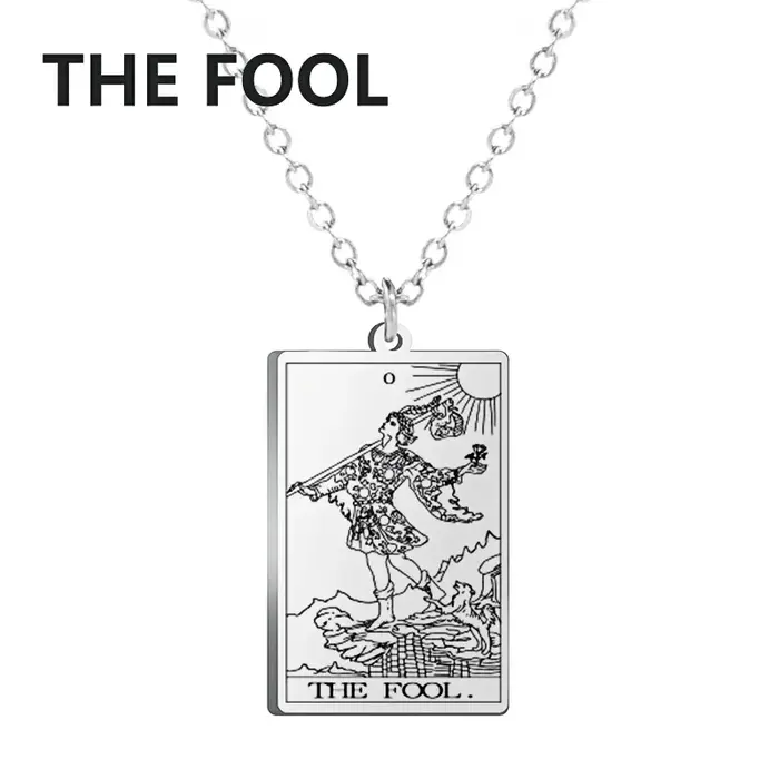 LIKGREAT acier inoxydable Tarot cartes pendentif collier arcanes majeurs Tarot Cigano Divination col