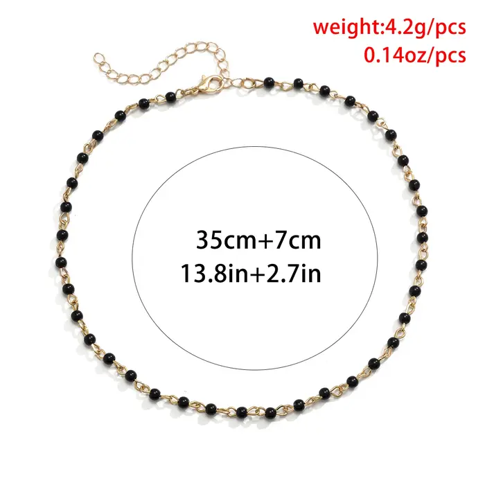 Lacteo Kpop noir/blanc petites perles de cristal chaîne courte collier ras du cou pour les femmes bijoux