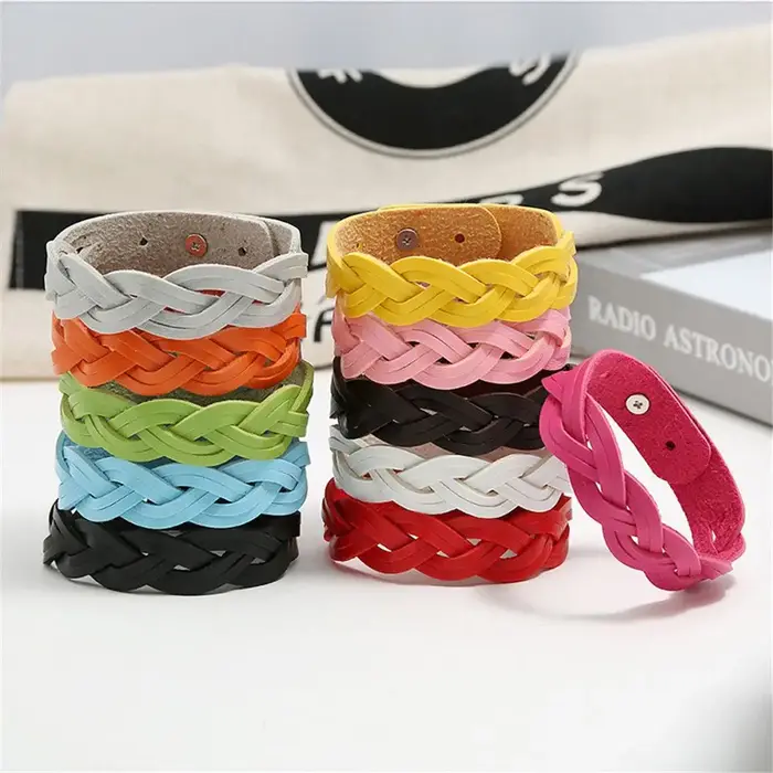 Bracelet en cuir torsadé tressé pour filles
