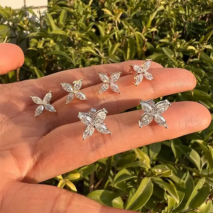 Nouvelle boucle d'oreille bijou Marquise forme Moissanite D couleur 925 argent Sterling plaqué 14K 18K femmes bijoux offre spéciale beau cadeau de mariage
