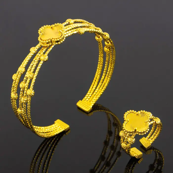 Bracelets réglables en forme de trèfle pour femmes, classique, exquis, couleur or, travail manuel, m