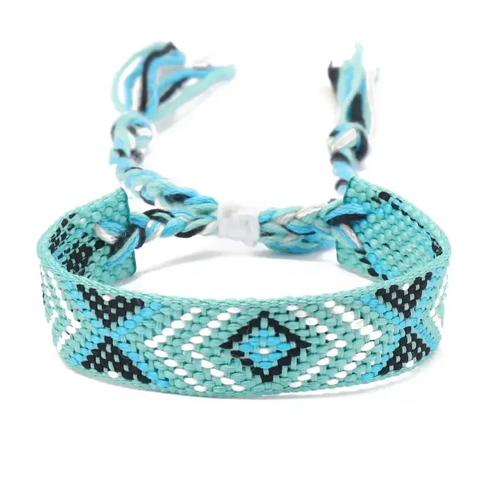 Bracelet bohémien Simple et coloré à franges népalaises pour femmes, en lin rhomboïde tissé à la mai