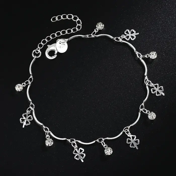 Bracelets en argent Sterling 925 pour femmes, chaîne en zircon trèfle à quatre feuilles, à la mode, 