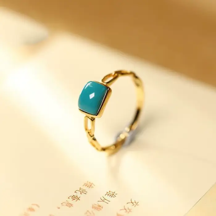 Bague en or prairie pour femme, artisanat à la mode, bague bleue brillante simple, conception de chaîne classique, bijoux de banquet, 430