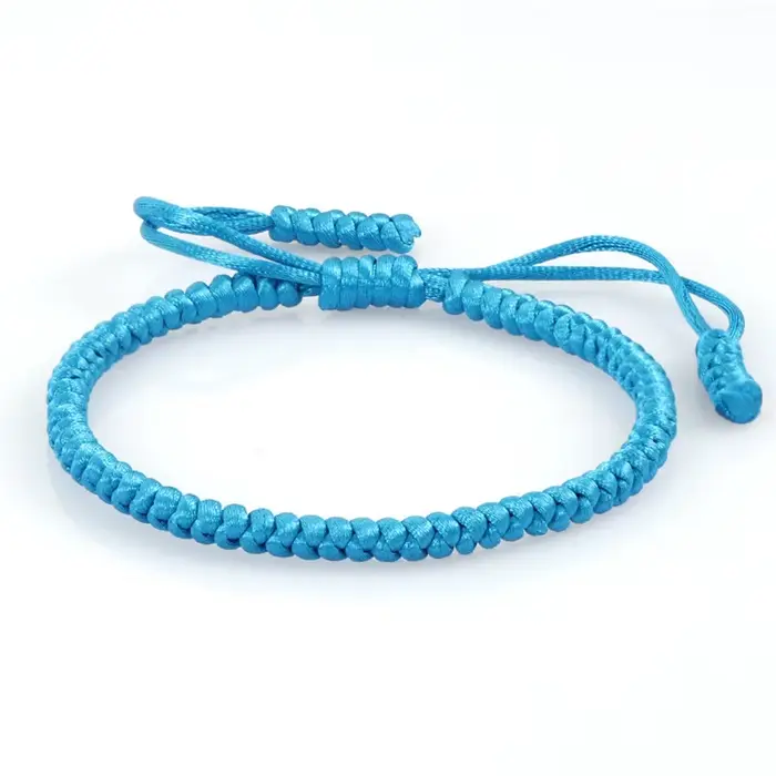 Bracelet à nœuds en corde bleue pour femmes, porte-bonheur tressé à la main, bouddhiste tibétain, ré