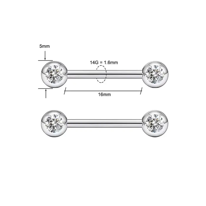 Anneaux de téton en acier inoxydable, bijoux de piercing dorés pour femmes, barres de téton doubles 
