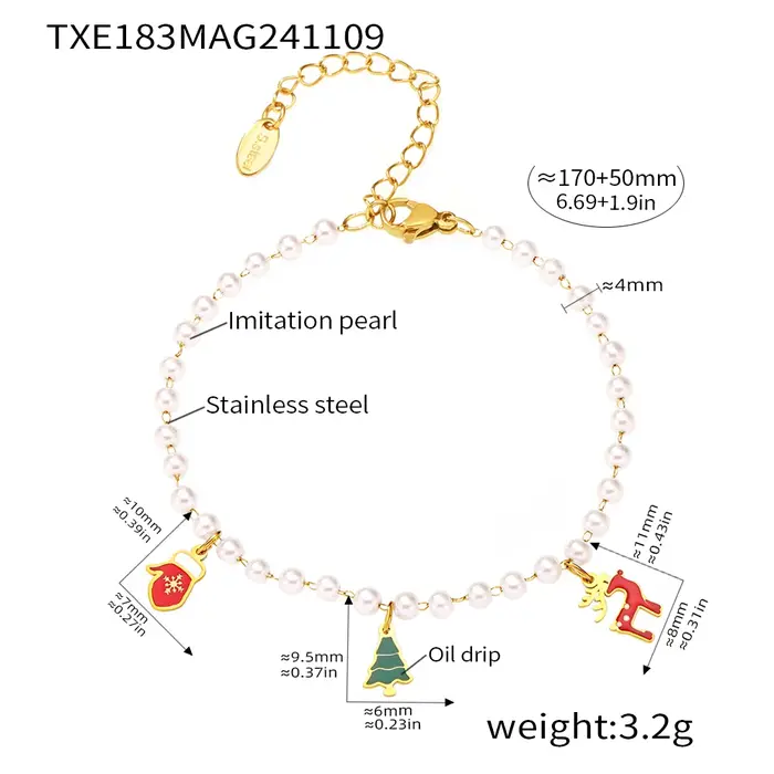 Colliers et bracelets en forme de cerf de Noël pour femmes, ensemble de bijoux en acier inoxydable 3
