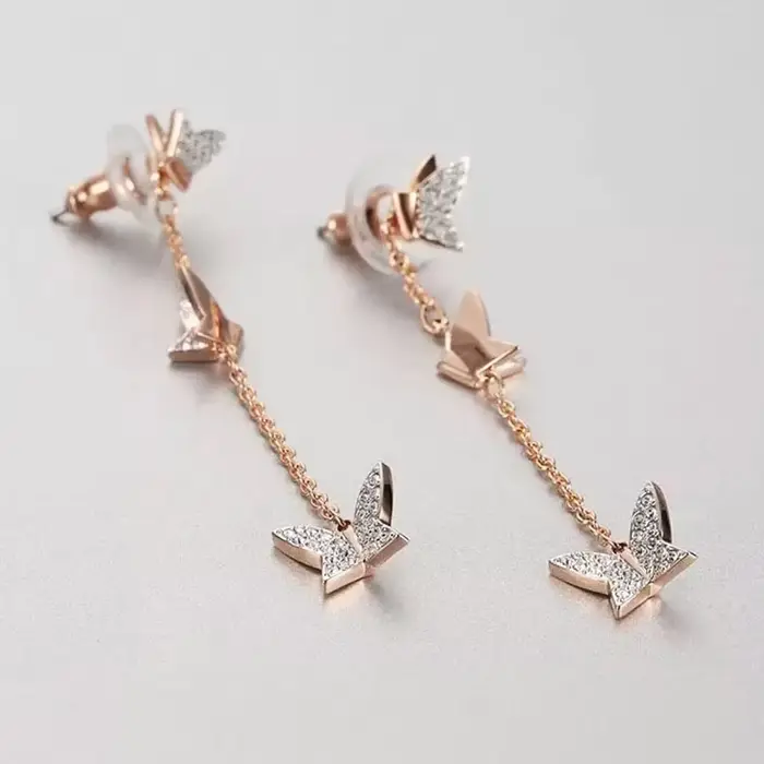 Bijoux Papillon Tendance Multicolores Ensemble de Bagues Bracelets Boucles d'Oreilles Cristaux Luxe pour Femmes Occasions Spéciales