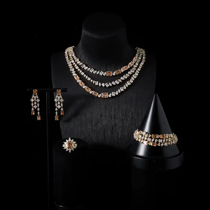 Ensemble de colliers de mariée pour femmes, bijoux uniques, couche de zircone cubique, accessoire de