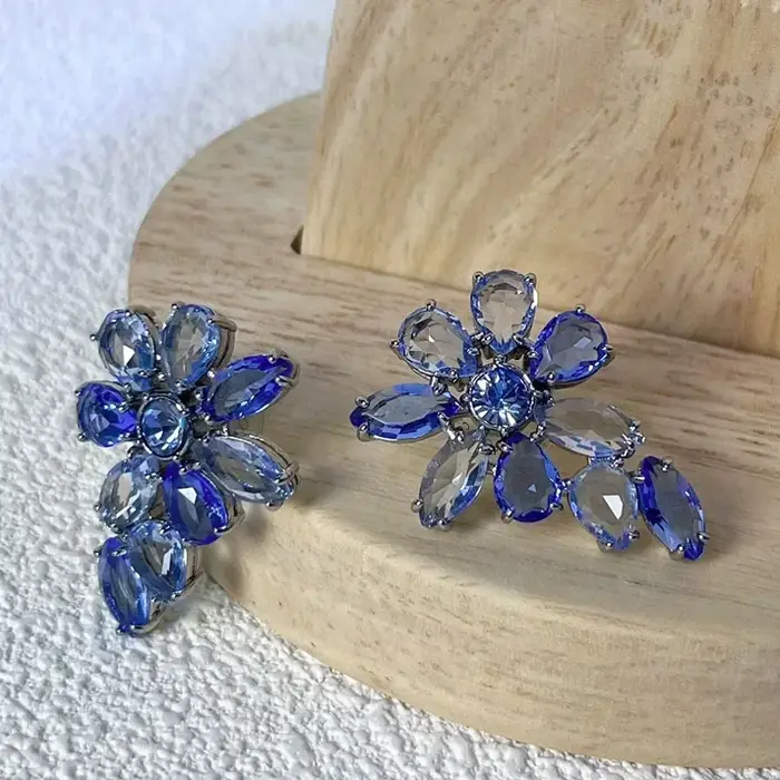 Nouveau Collier 2026 pour Femme, Parure de Bijoux Fins en Cristal Bleu, Breloques, Boucles d'Oreille
