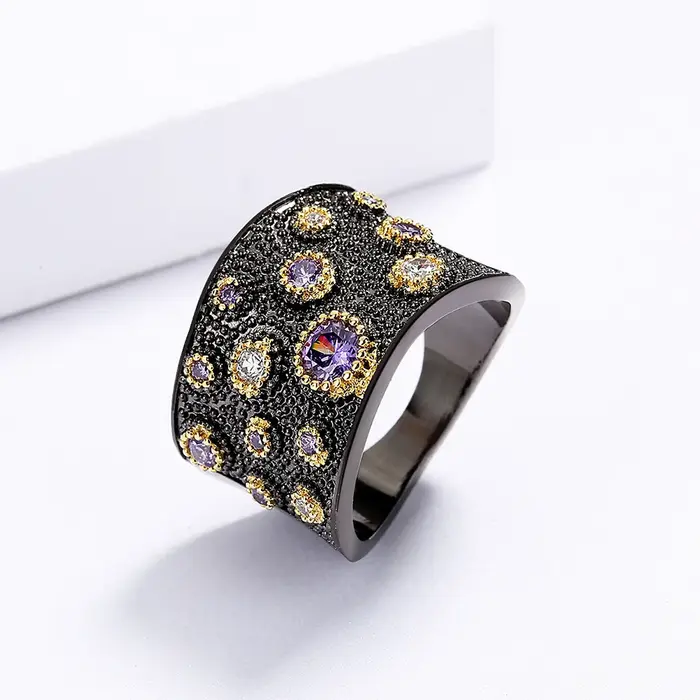 Bagues rétro en Zircon coloré pour femmes