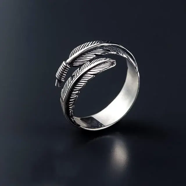 Véritables matiques en plumes en argent regardé 925 pour femmes, bague de mariage, bijoux en argent 