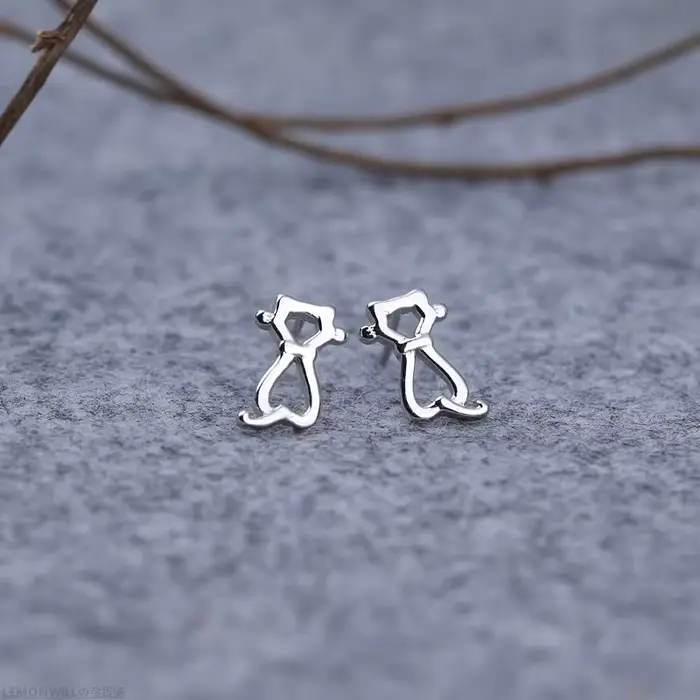 RETTI-Boucles d'oreilles chat en argent regardé 925 pour femme, jolies boucles d'oreilles, bijoux po