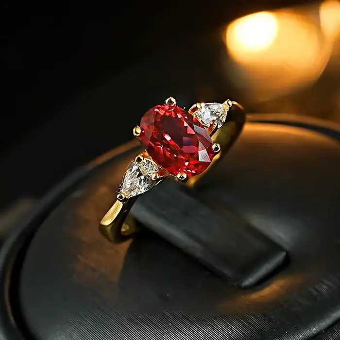 Bague en or blanc 18 carats pour femme, rubis naturel 2 carats avec diamants, bijoux, anillos de biz
