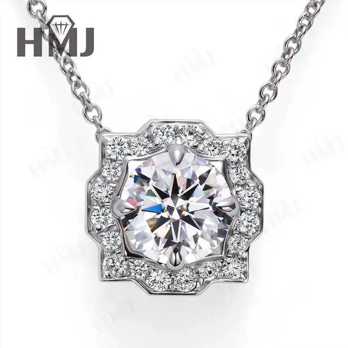 Collier pendentif en argent pour femmes, 1CT 2CT, couleur D, Moissanite avec certificat GRA, collier