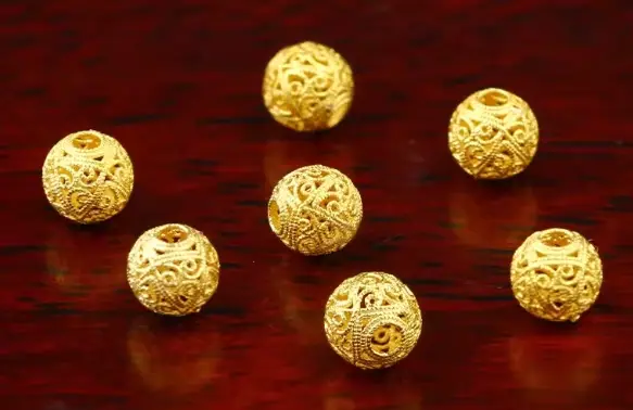 100% bijoux en or véritable perles en or 18 carats 4mm bracelet à bricoler soi-même perles en vrac a