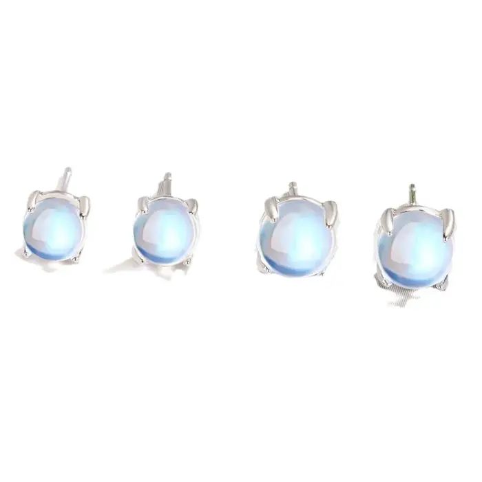 Boucles d'oreilles en argent sterling 925 avec pierre de lune exquise de 5/6 mm pour femme