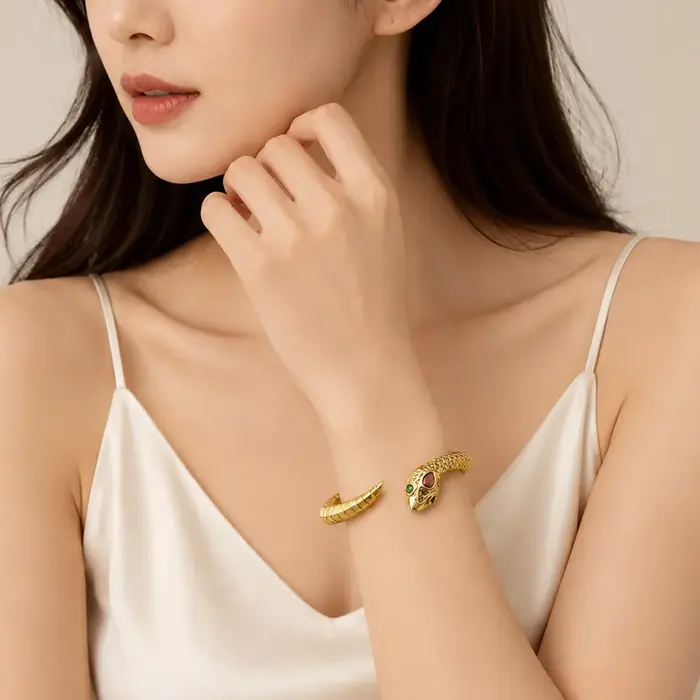 Bracelet serpent doré, cadeau bohémien