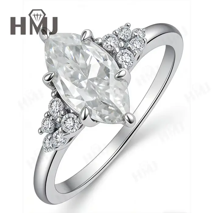 Bague Marquise 1,5 carat en Moissanite, Diamant, Argent Sterling 925, Bijoux de Fête, de Mariage, Ca
