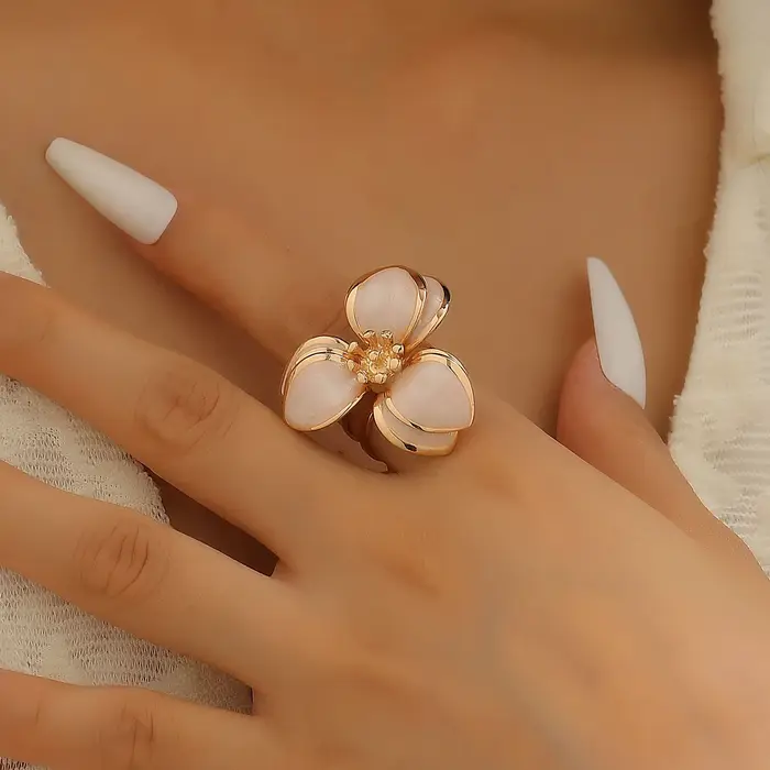 VIVILADY – bague géométrique charmante pour femmes, goutte d'huile, fleur, plante, réglable, bijoux 