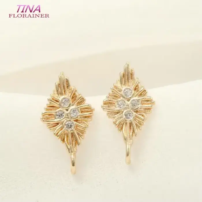 Boucles d'Oreilles en Cuivre Plaqué Or 14K, Accessoire en Forme de Cœur en Losange, à Faire Soi-Même, pour Fabrication de Bijoux