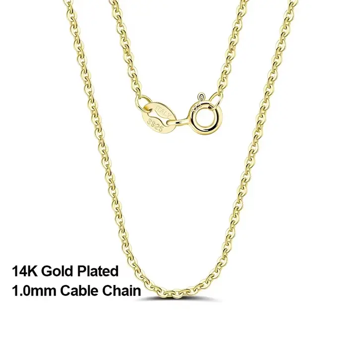 Rinntin 18K or 925 en argent Sterling mode câble lien chaînes collier pour femmes mince cou chaîne a