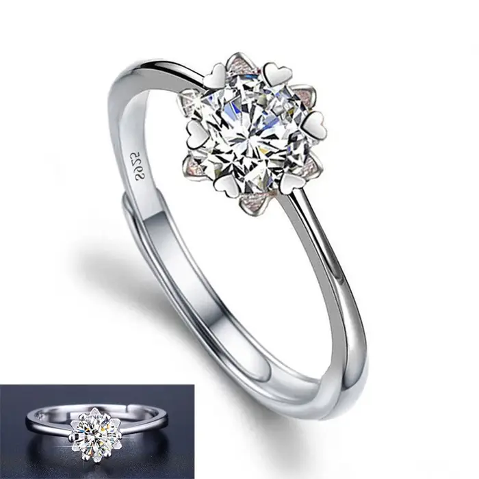 Bagues ouvertes en diamant incrusté Moissanite pour femme