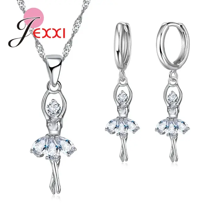 Ensembles de bijoux haut de gamme pour femmes, bijoux de Ballet pour filles, collier et boucles d'or