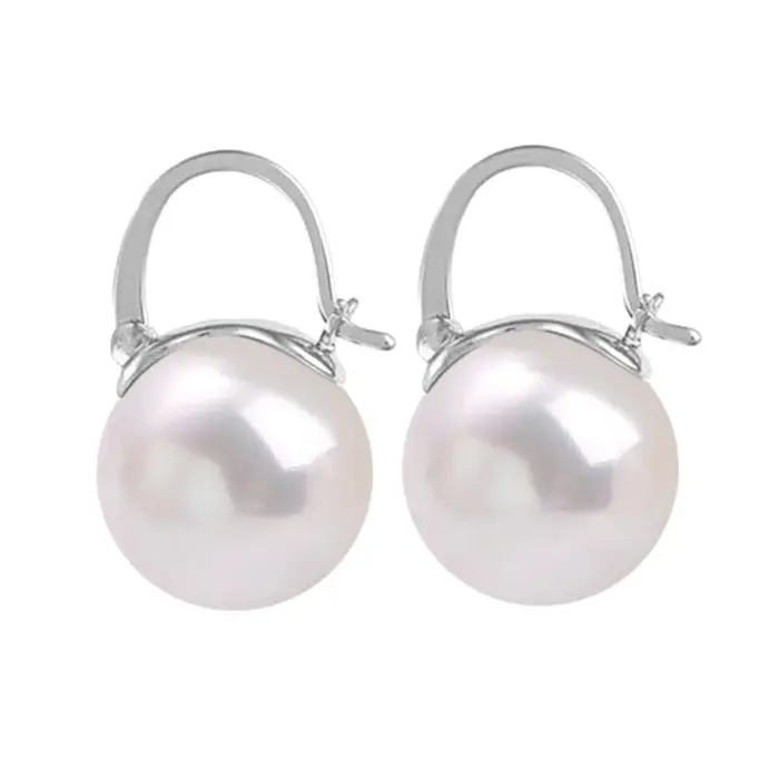 Boucles d'oreilles en argent Sterling 925, perle blanche, or 18 carats, bijoux de fête de fiançaille