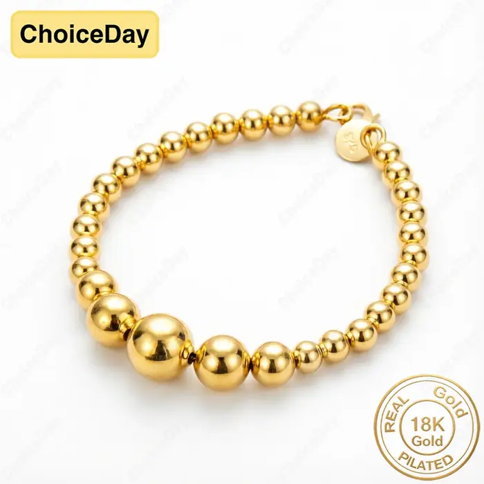 Bracelet délicat plaqué or 18 carats avec perles brillantes pour femme - Cadeau tendance, bijoux pou