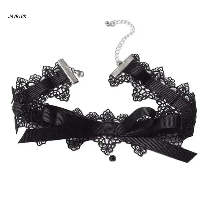 Collier ras du cou en dentelle noire style gothique vintage torques pour femmes parties concerts Halloween Noël fantaisie punk élégant