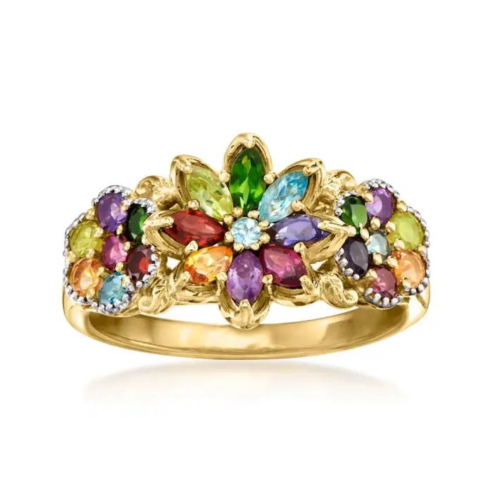 Bague Vintage Magnifique Incrustée de Zircone Synthétique Colorée Brillante Accessoires de Bijoux de Mode pour Femmes Occasions Spéciales Mariage Anniversaire