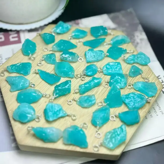 Unité une pièce 925 argent avec nouveautés naturel Amazonite cristal guérison pierres précieuses brutes collier pendentif pour bijoux cadeau